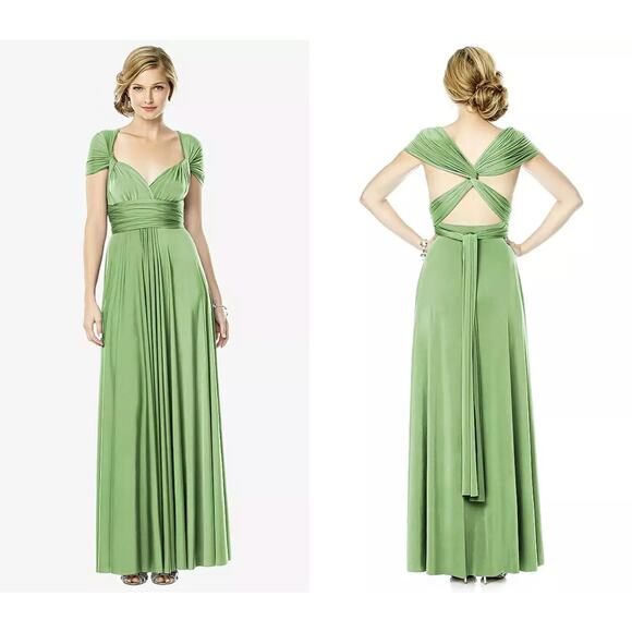 Dessy Collection Twist Wrap Convertible Maxi Dress in Apple Slice - Picture 1 of 7